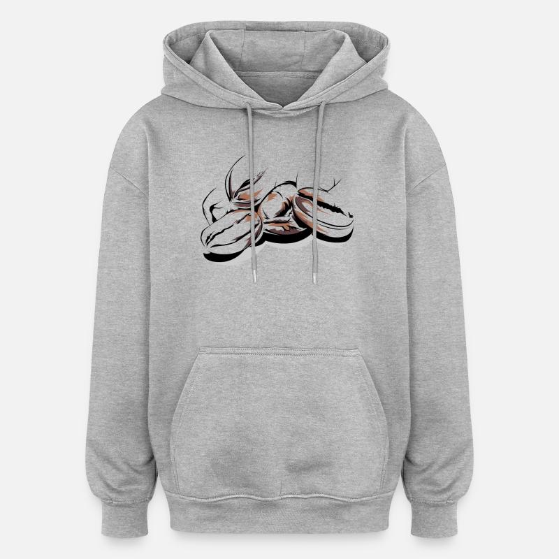 Kaffeebohnen Cafe Illustration Logo Kaffeezeit - Oversized Unisex Hoodie - Grau meliert