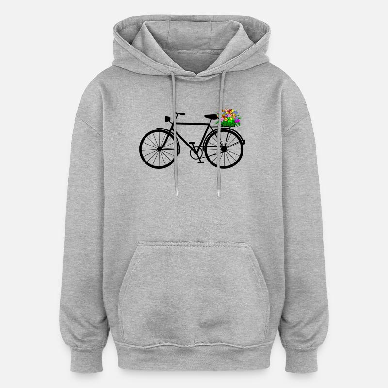 vélo - Sweat à capuche oversize unisexe - gris chiné