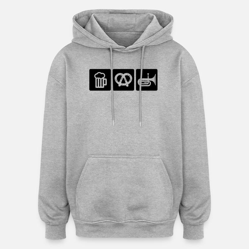 brezel blasmusik - Oversized Unisex Hoodie - Grau meliert