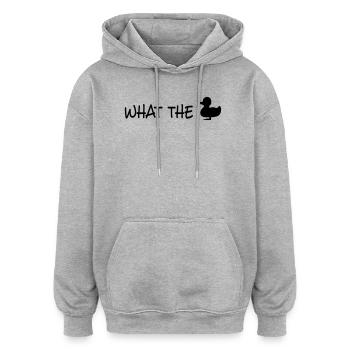 fuck - Oversized Unisex Hoodie - Grau meliert - Vorne - Noah (186cm)