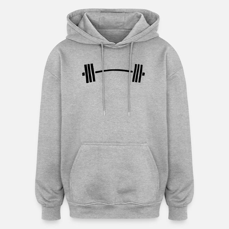 haltère long haltère courbé - Sweat à capuche oversize unisexe - gris chiné