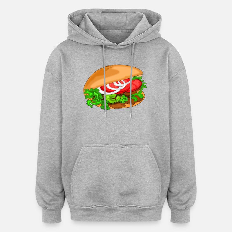 déjeuner - Sweat à capuche oversize unisexe - gris chiné