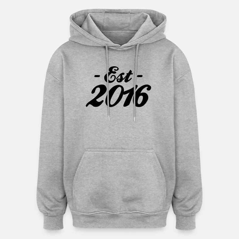 established 2016 - Sweat à capuche oversize unisexe - gris chiné