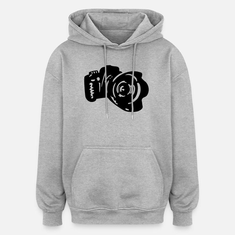 caméra - Sweat à capuche oversize unisexe - gris chiné