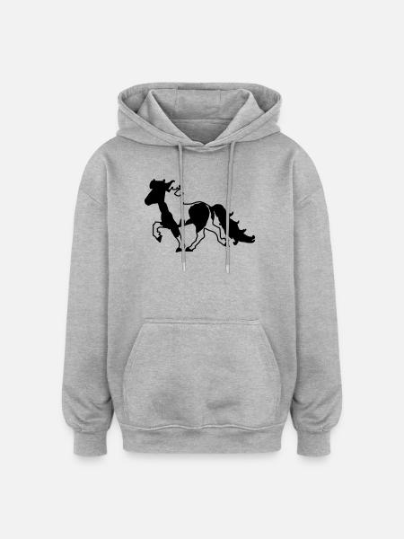 Islandpferd Schecke verspielt - Oversized Unisex Hoodie - Grau meliert