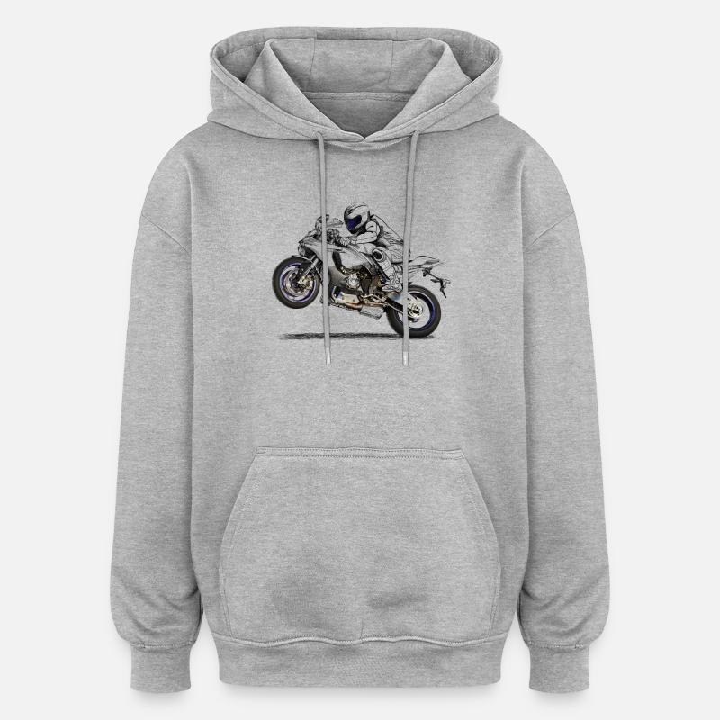 Motorcycle - Sweat à capuche oversize unisexe - gris chiné