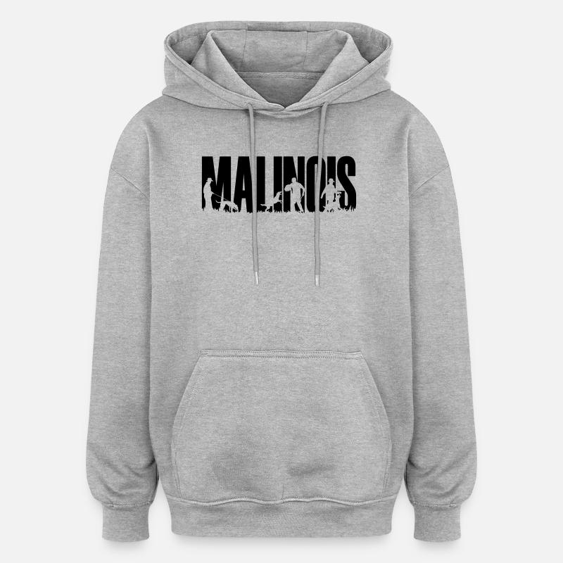 Introduction en bourse malinois schutzhund - Sweat à capuche oversize unisexe - gris chiné