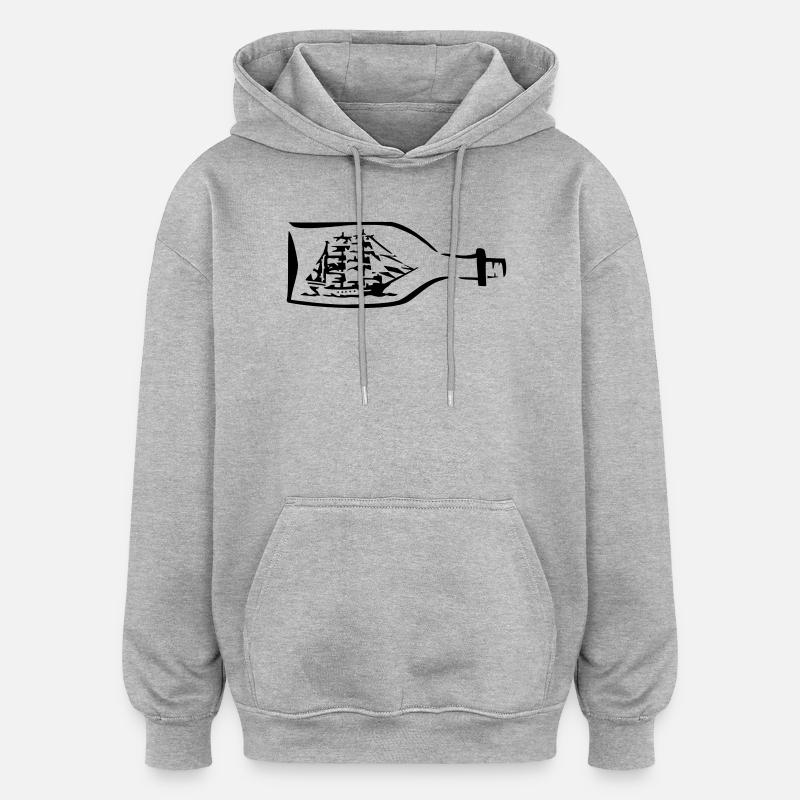 bouteille navire - Sweat à capuche oversize unisexe - gris chiné