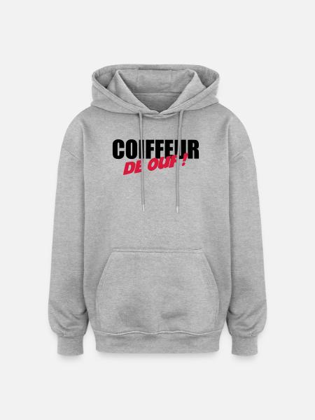 Coiffure / Coiffeur / Coiffeuse / Mode / Cheveux - Sweat à capuche oversize unisexe - gris chiné