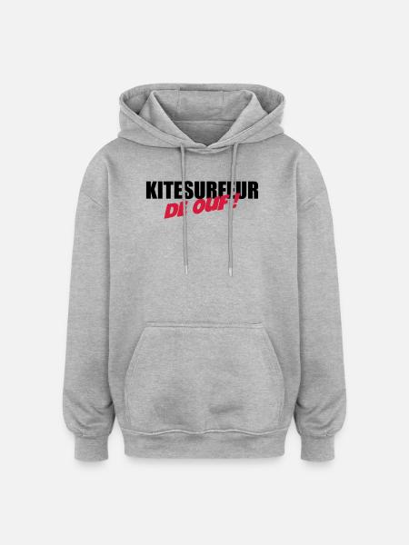 Kiteboarding / Kitesurfing / Kitesurf / - Sweat à capuche oversize unisexe - gris chiné