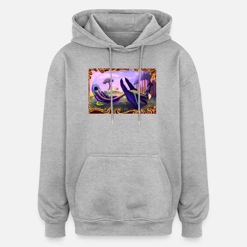 Dinosaur - Oversized Unisex Hoodie - heather grey