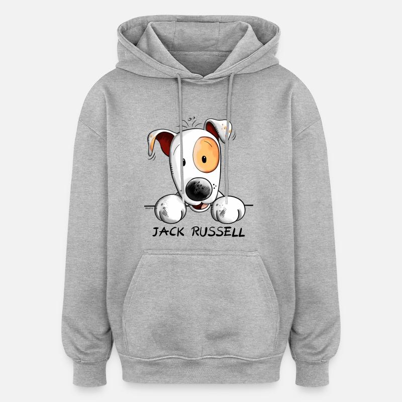 Funny Jack Russell Comic - Sweat à capuche oversize unisexe - gris chiné
