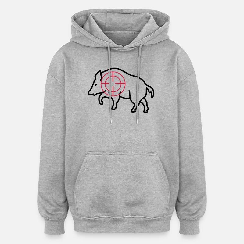 sanglier - Sweat à capuche oversize unisexe - gris chiné