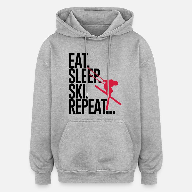 Eat. Sleep. Ski. Repeat... - Sweat à capuche oversize unisexe - gris chiné