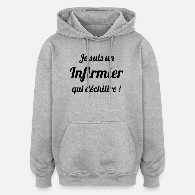 Infirmière / Infirmier / Hôpital / Médecine / - Sweat à capuche oversize unisexe - gris chiné