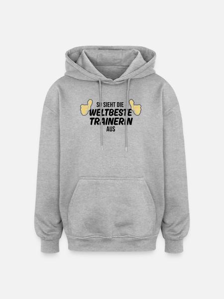 die weltbeste trainerin - Oversized Unisex Hoodie - Grau meliert