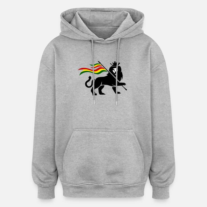 Lion drapeau Rasta - Sweat à capuche oversize unisexe - gris chiné
