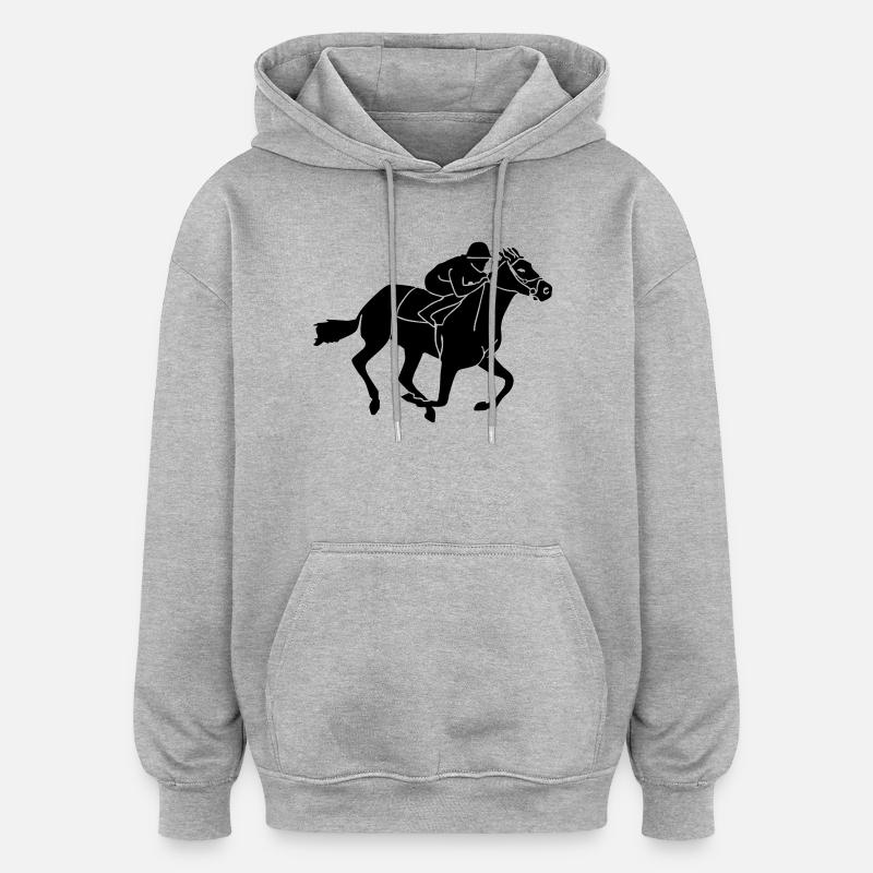 Équestre - courses de galop - Sweat à capuche oversize unisexe - gris chiné