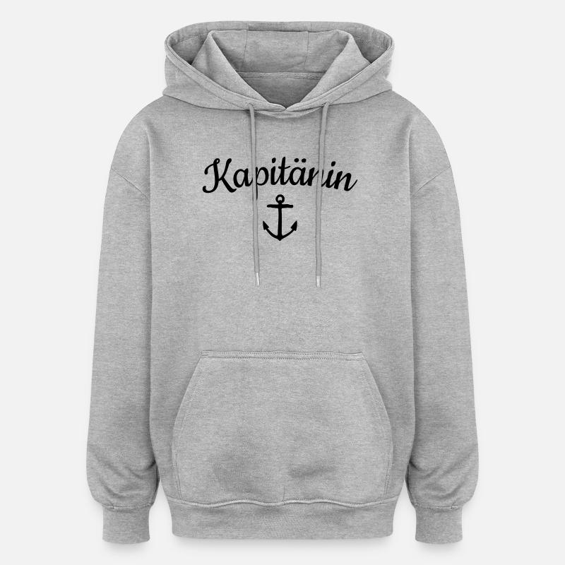 Capitaine - Sweat à capuche oversize unisexe - gris chiné