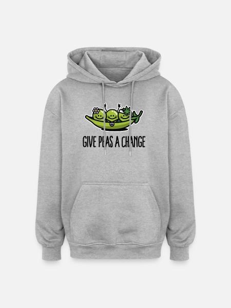 Give peas / peace a change hippies - Oversized Unisex Hoodie - heather grey