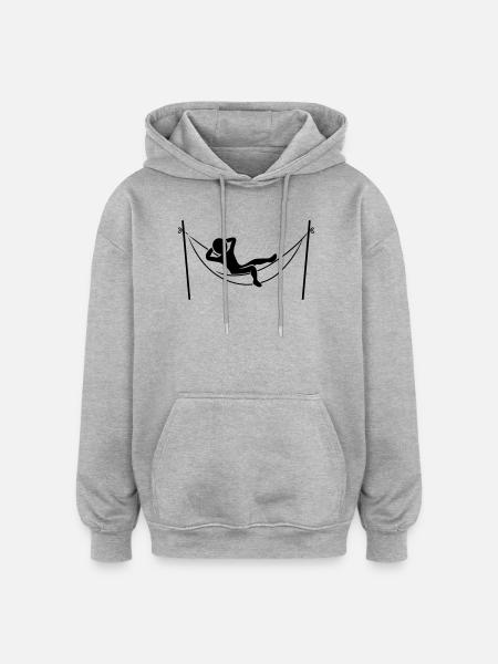 Entspannt in der Hängematte - Oversized Unisex Hoodie - Grau meliert