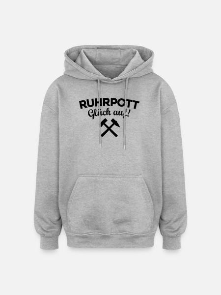 Ruhrpott Glück Auf Ruhrgebiet - Oversized Unisex Hoodie - Grau meliert