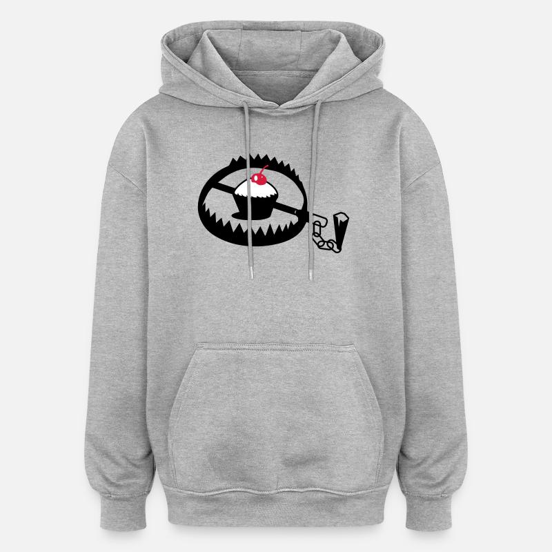 Fangeisen mit Cupcake - Oversized Unisex Hoodie - Grau meliert