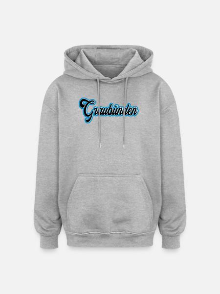 Graubünden Script with Blue Outline - Oversized Unisex Hoodie - heather grey
