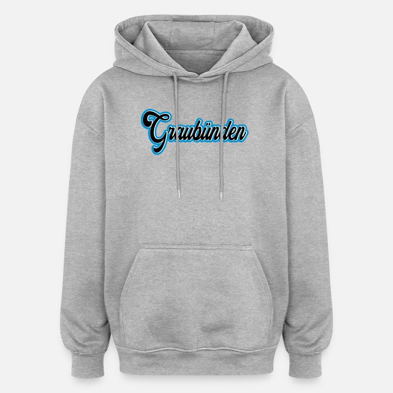 Graubünden Script with Blue Outline - Oversized Unisex Hoodie - heather grey