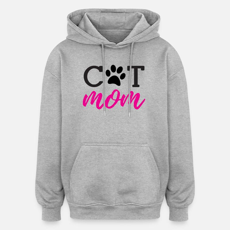 Maman de chat - Sweat à capuche oversize unisexe - gris chiné