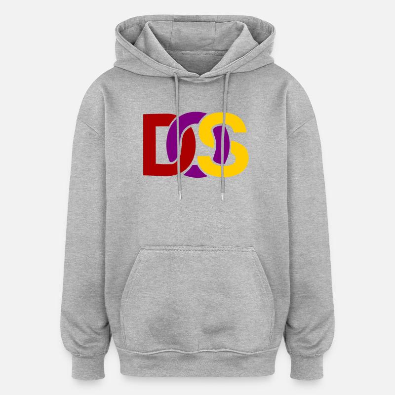 Retro MS DOS Logo - Sweat à capuche oversize unisexe - gris chiné