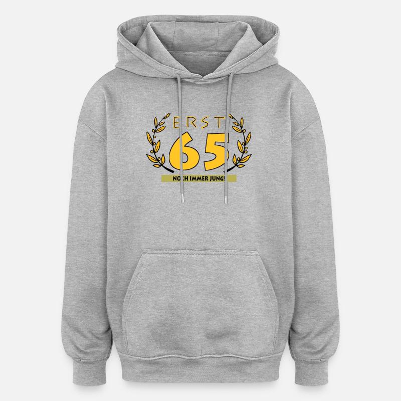 65 ans - Sweat à capuche oversize unisexe - gris chiné