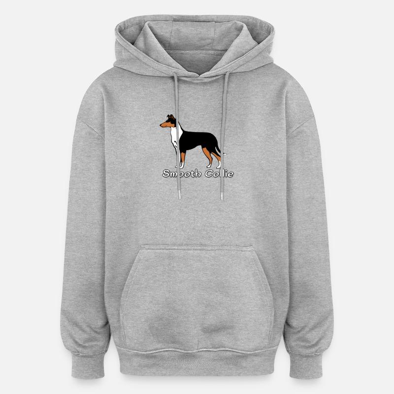 Smooth Collie tricolour - Sweat à capuche oversize unisexe - gris chiné