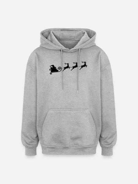 Rentierschlittenfahrt - Oversized Unisex Hoodie - Grau meliert
