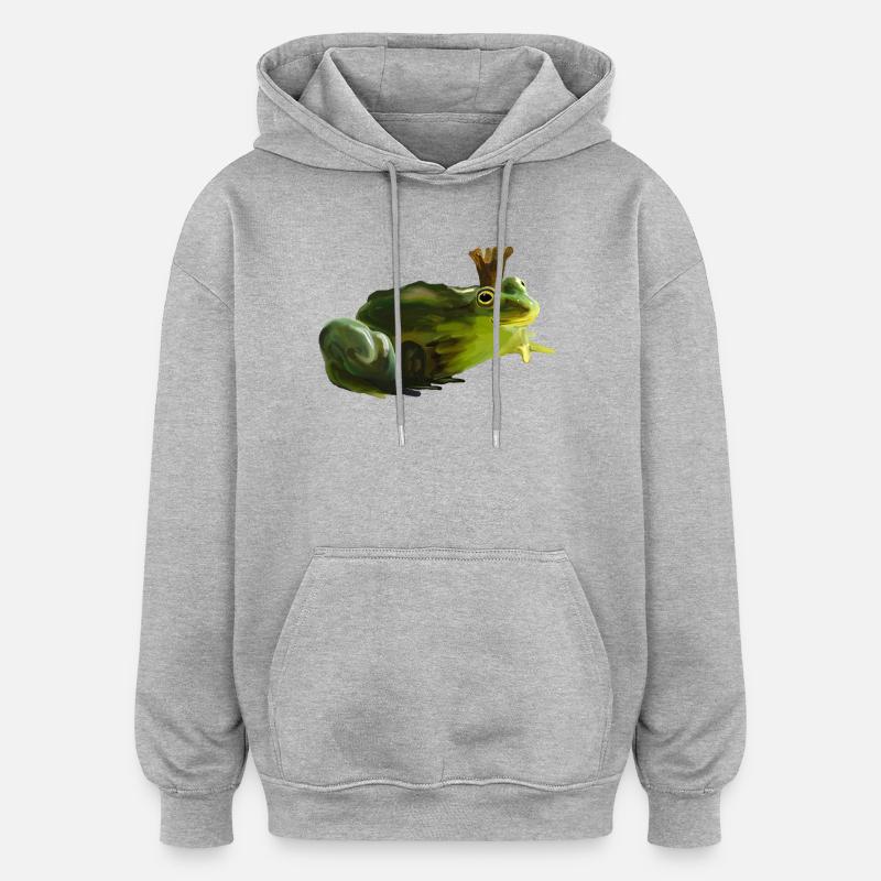 prince grenouille - Sweat à capuche oversize unisexe - gris chiné