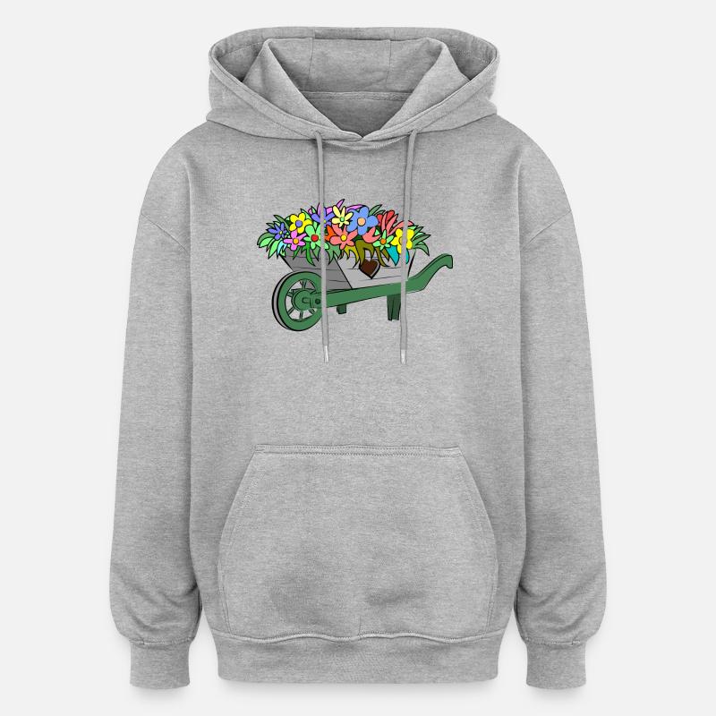 Fleurs Printemps - Sweat à capuche oversize unisexe - gris chiné