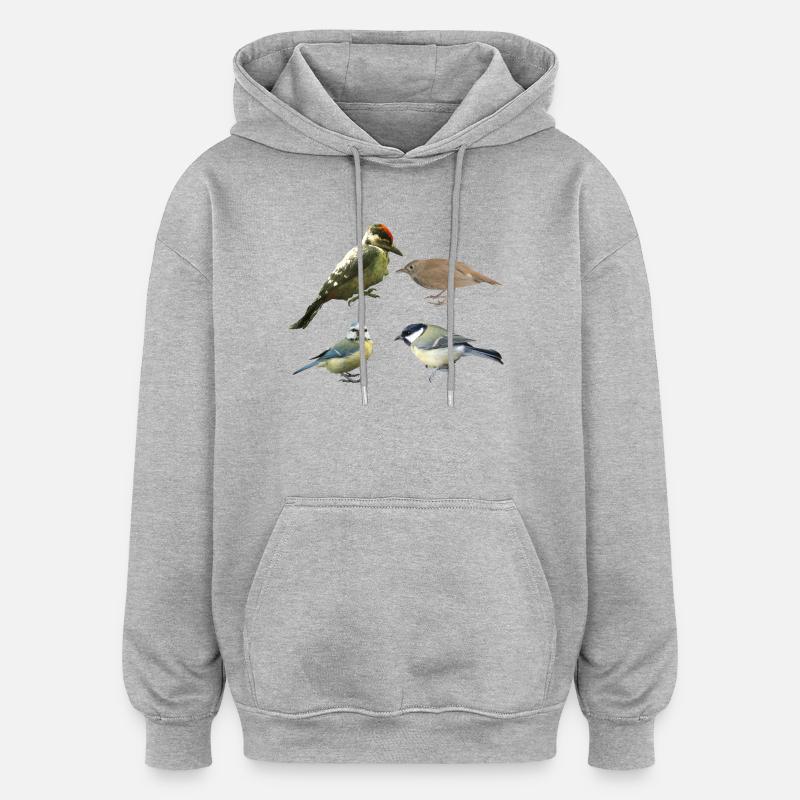 Oiseaux chanteurs - Sweat à capuche oversize unisexe - gris chiné