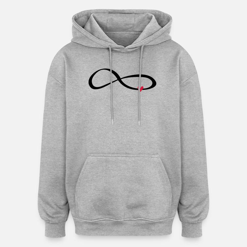 Infinité caractère symbole cadeau amour - Sweat à capuche oversize unisexe - gris chiné