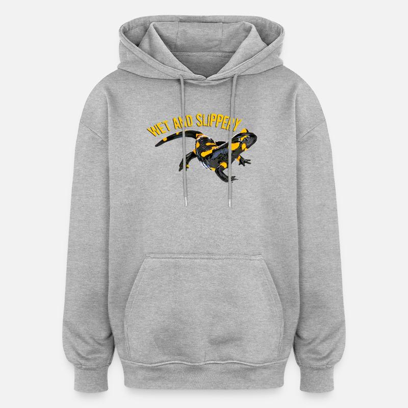 Salamandre de feu - Sweat à capuche oversize unisexe - gris chiné