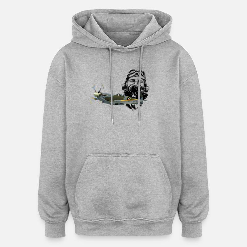 Pilot spitfire - Sweat à capuche oversize unisexe - gris chiné
