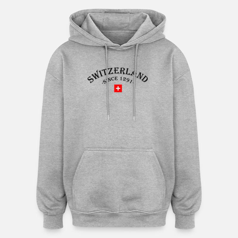 Suisse 1291 - Sweat à capuche oversize unisexe - gris chiné