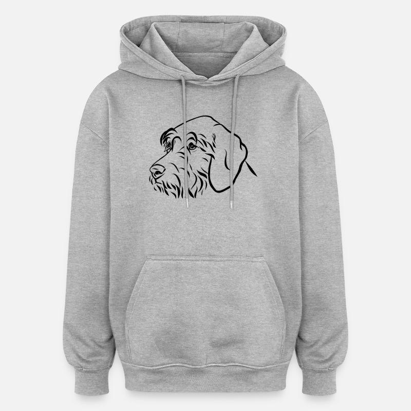 Portrait de chiens de chasse - Sweat à capuche oversize unisexe - gris chiné