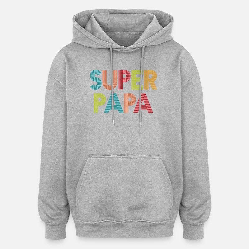 Super papa groovy - Sweat à capuche oversize unisexe - gris chiné