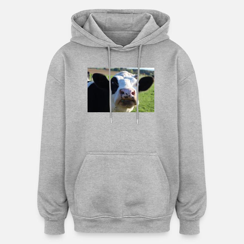 Affiche vache - Sweat à capuche oversize unisexe - gris chiné