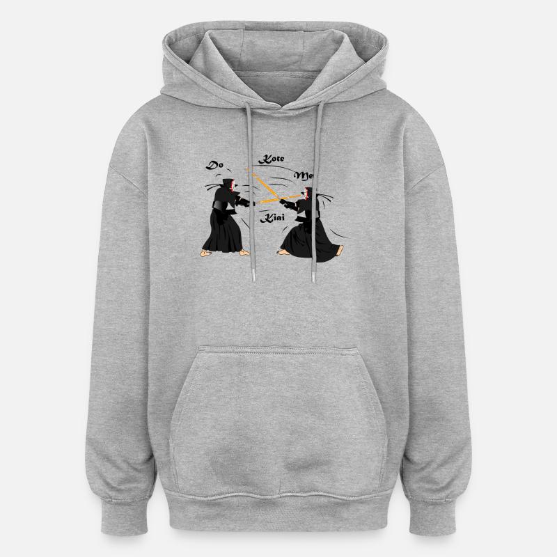 kendo - Sweat à capuche oversize unisexe - gris chiné