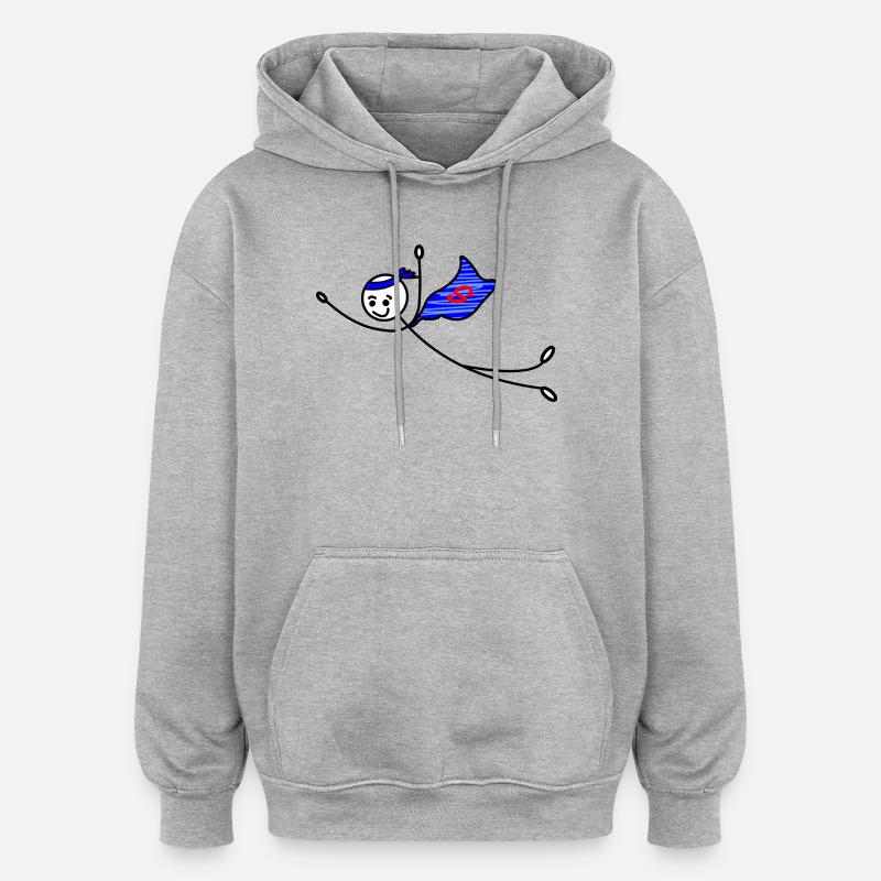 Stickmen de super-héros - Sweat à capuche oversize unisexe - gris chiné