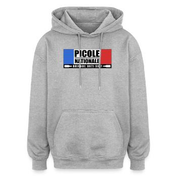 Picole nationale - Sweat à capuche oversize unisexe - gris chiné - Devant - Noah (186cm)