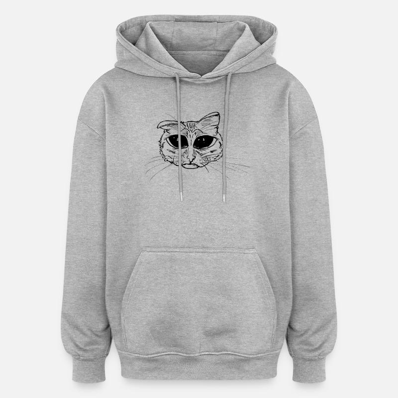 Katze Kätzchen Traurig Süß Kulleraugen - Oversized Unisex Hoodie - Grau meliert