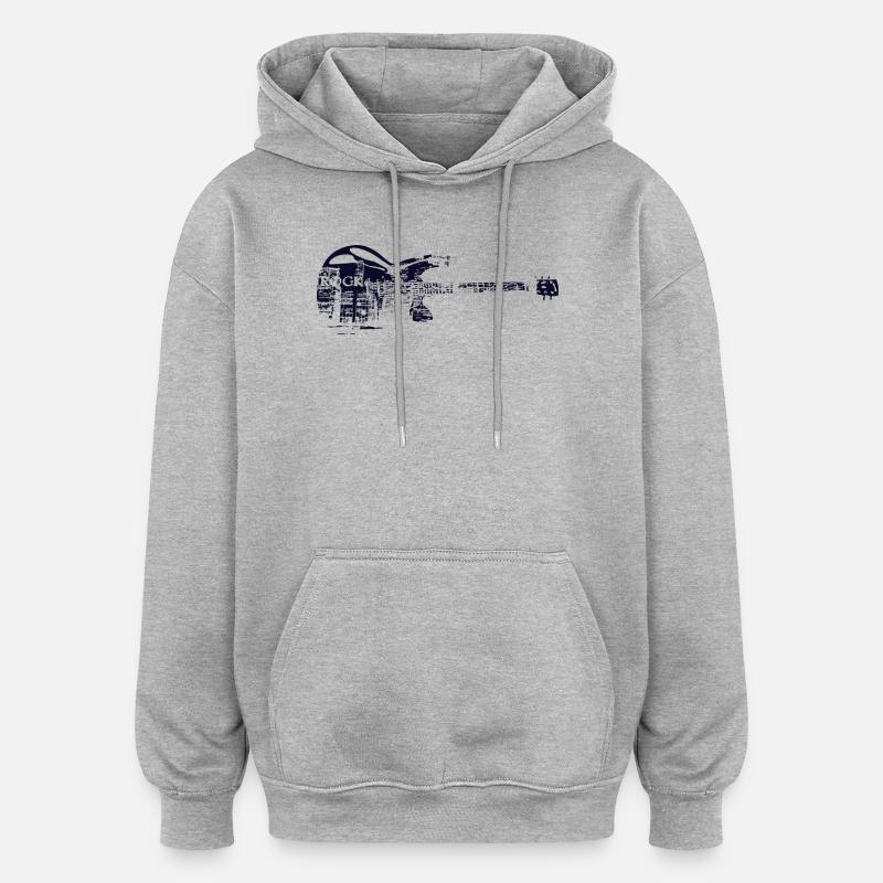Tee shirt rock - Sweat à capuche oversize unisexe - gris chiné