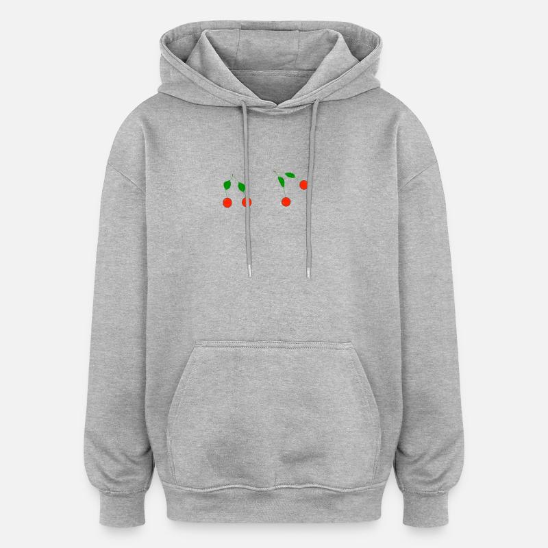 Körsbär - Oversized luvtröja unisex - gråmelerad